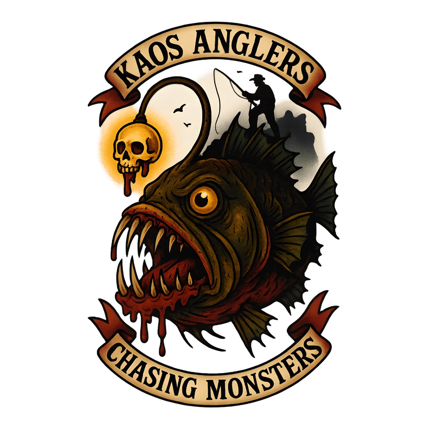 KAOS Anglers Skull Hook Monster Fish T-Shirt | KAOS CLOTHING D438