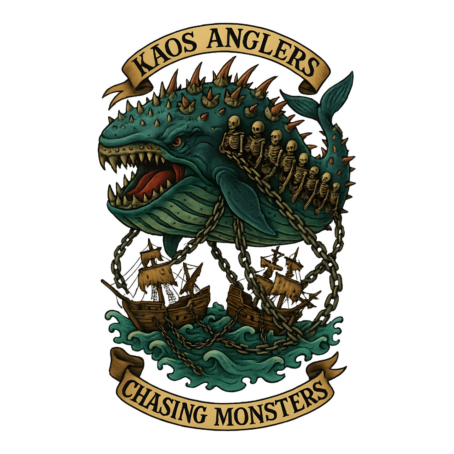KAOS Anglers Spiked Leviathan Ghost Ship T-Shirt | KAOS CLOTHING D448