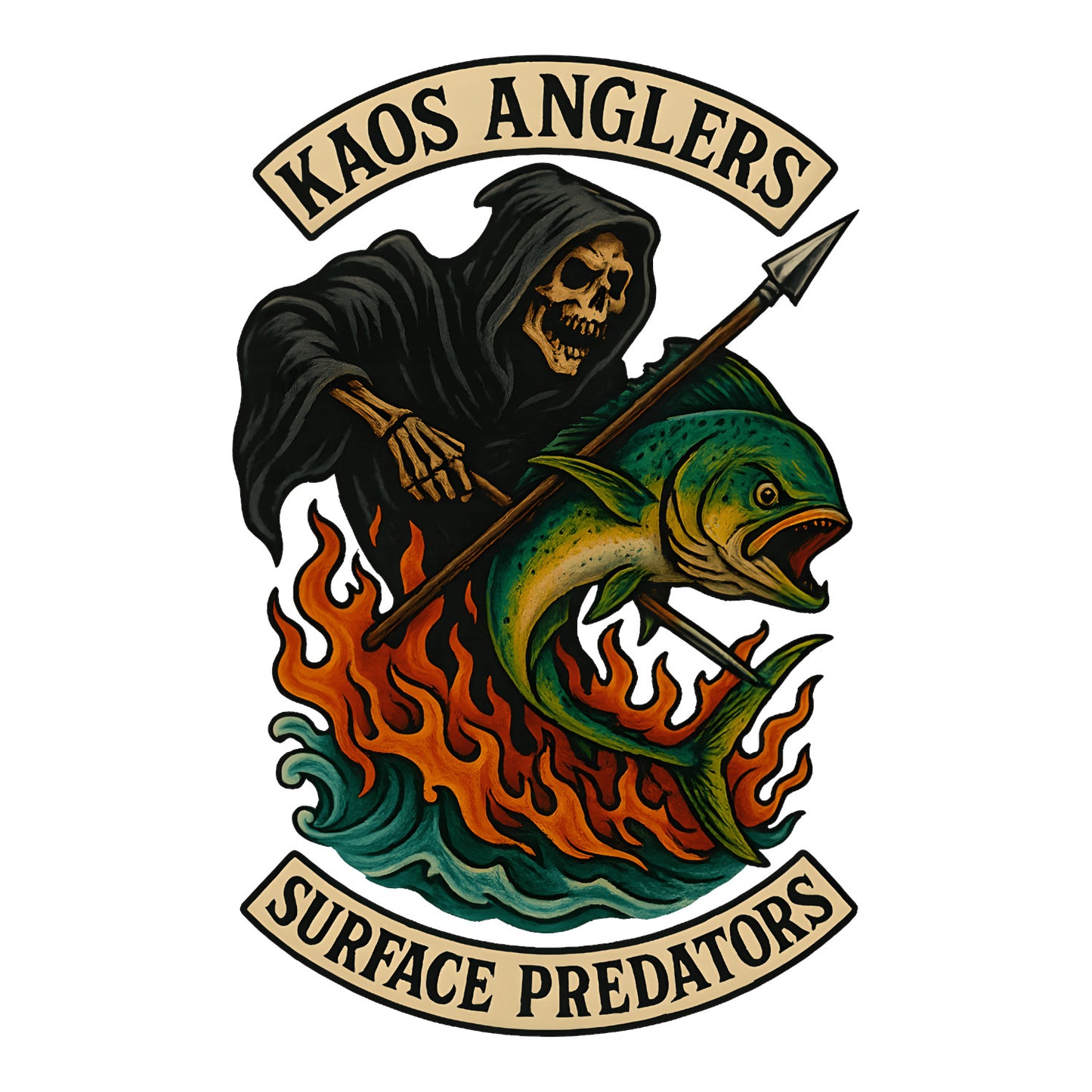 KAOS Anglers Grim Reaper Mahi Mahi Surface Predators T-Shirt | KAOS CLOTHING D455