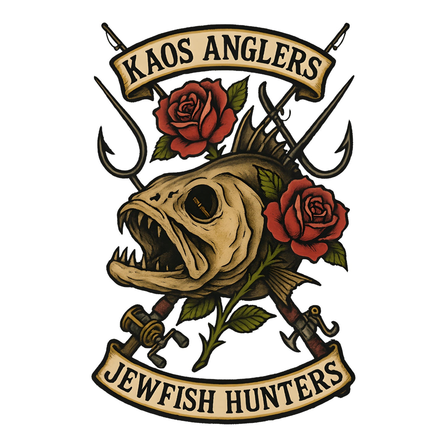KAOS Anglers Jewfish Skull Hooks T-Shirt | KAOS CLOTHING D469