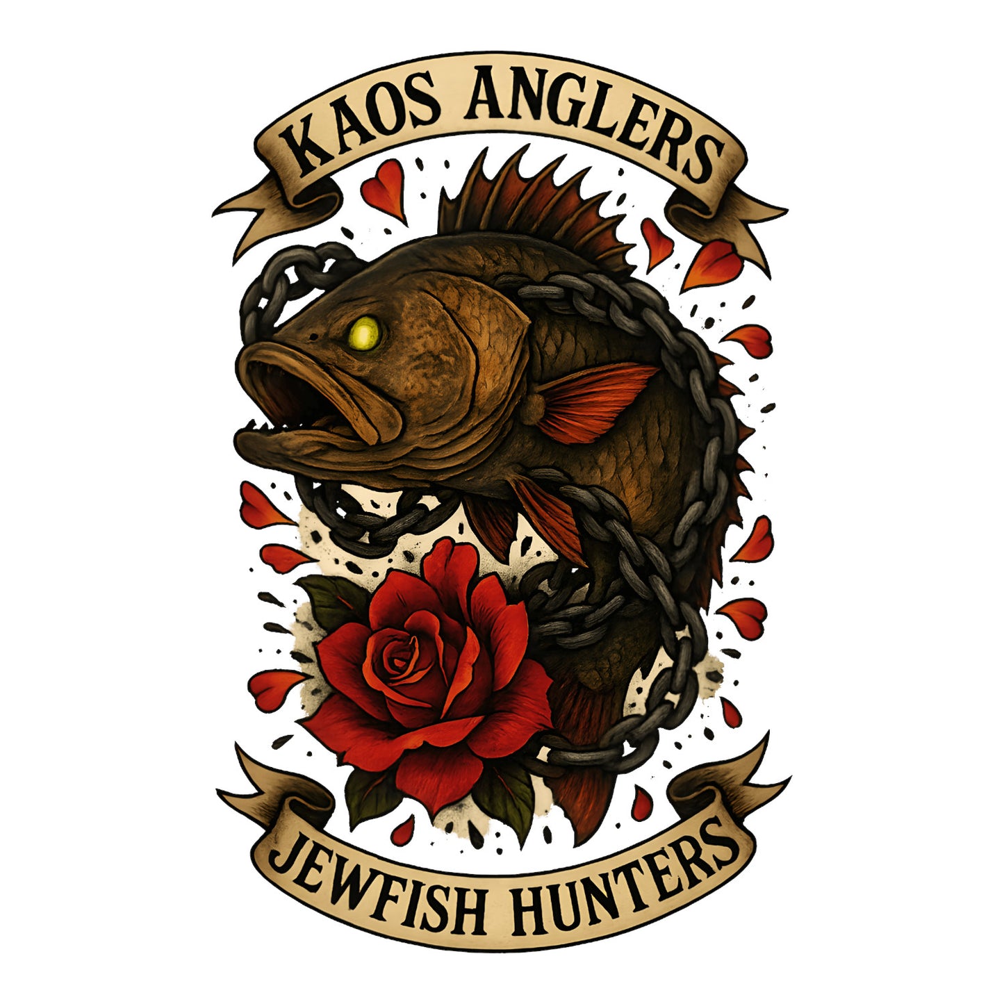 KAOS Anglers Chained Jewfish Roses T-Shirt | KAOS CLOTHING D474