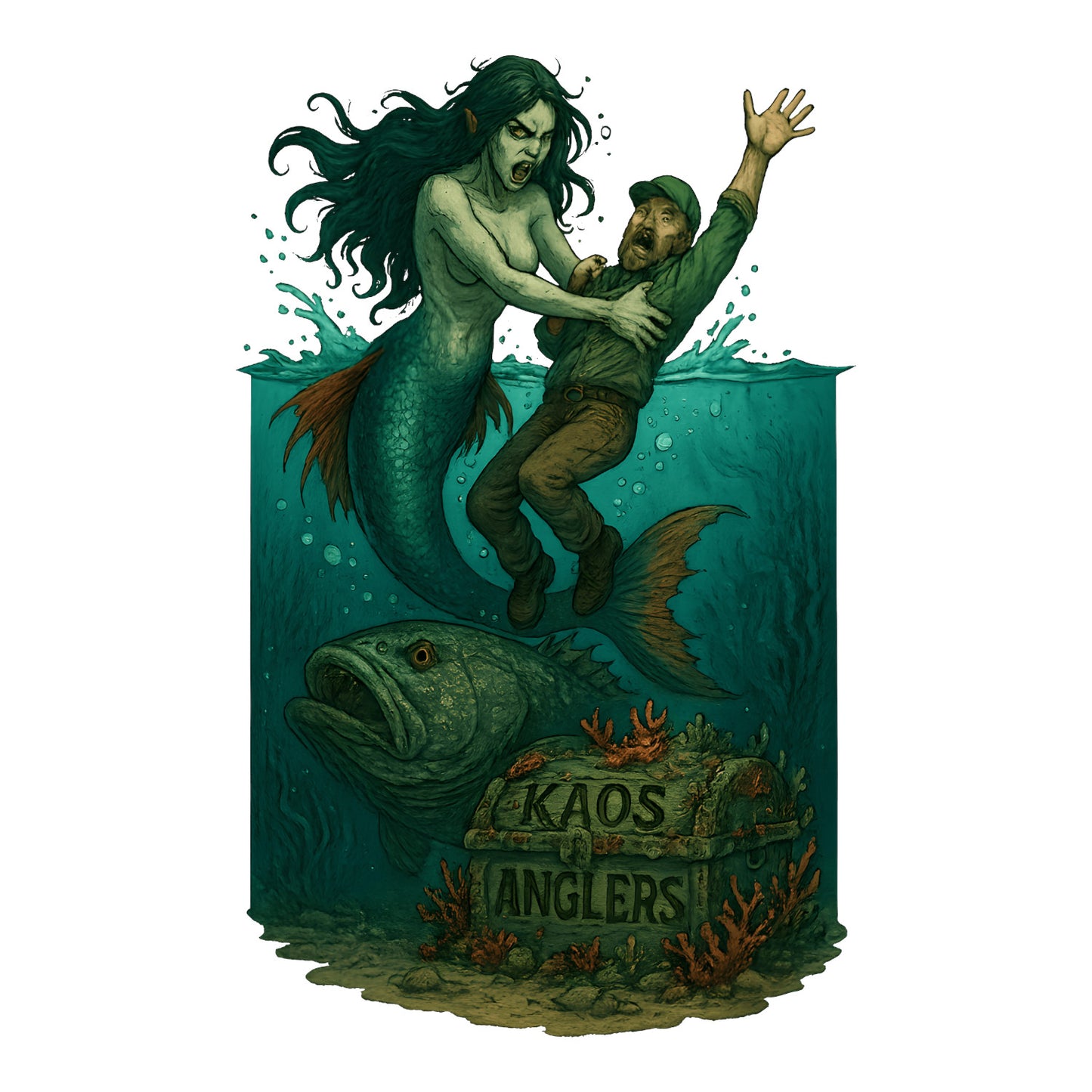 KAOS Anglers Sea Witch Drowning Fisherman T-Shirt | KAOS CLOTHING D497