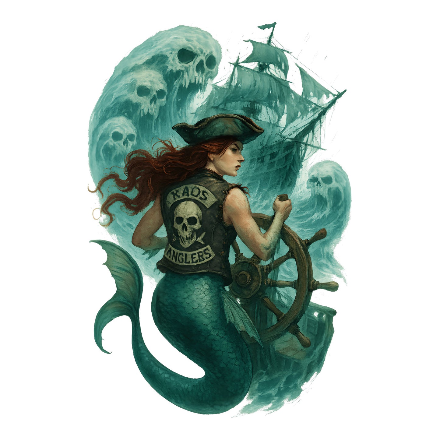 KAOS Anglers Ghost Ship Pirate Mermaid T-Shirt | KAOS CLOTHING D498