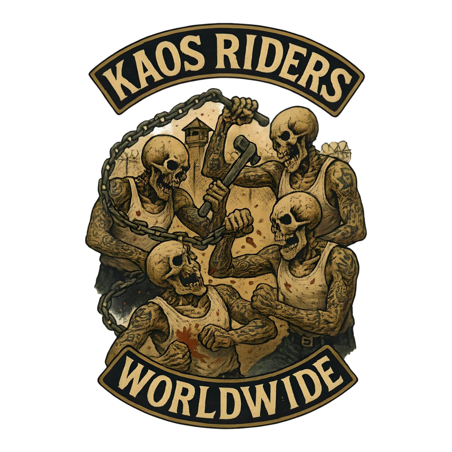KAOS Riders Skeleton Prison Brawl T-Shirt | KAOS CLOTHING D100