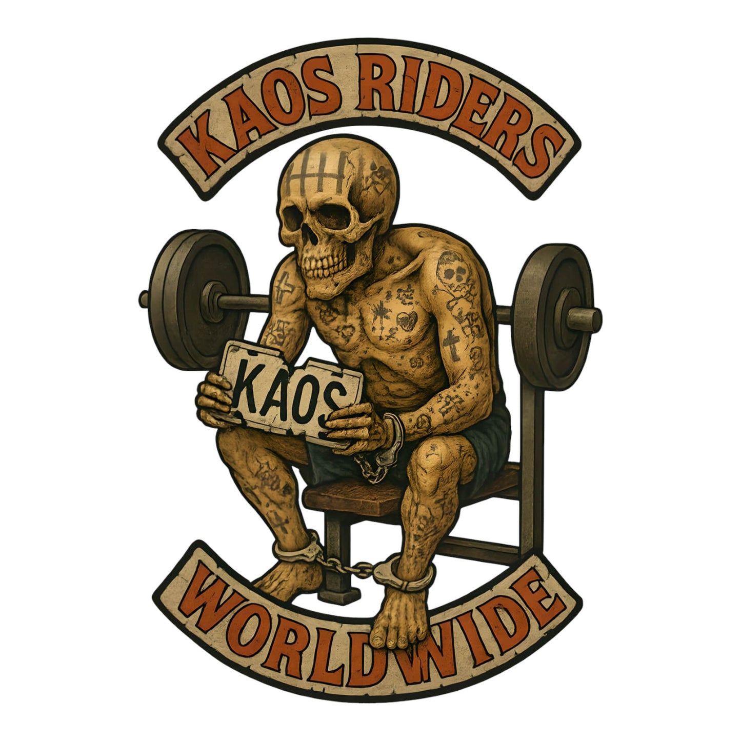 KAOS Riders Prison Gym Skeleton T-Shirt | KAOS CLOTHING D102
