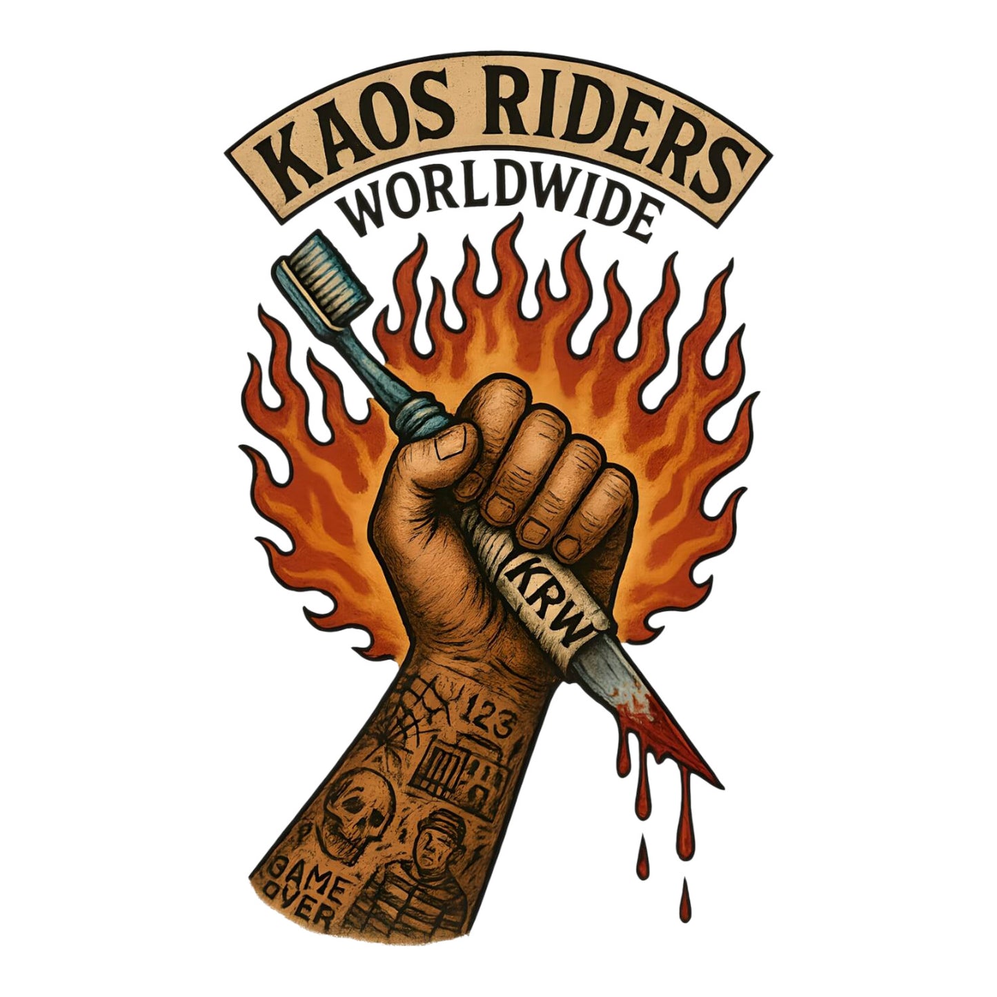 KAOS Riders Prison Shank Toothbrush T-Shirt | KAOS CLOTHING D103