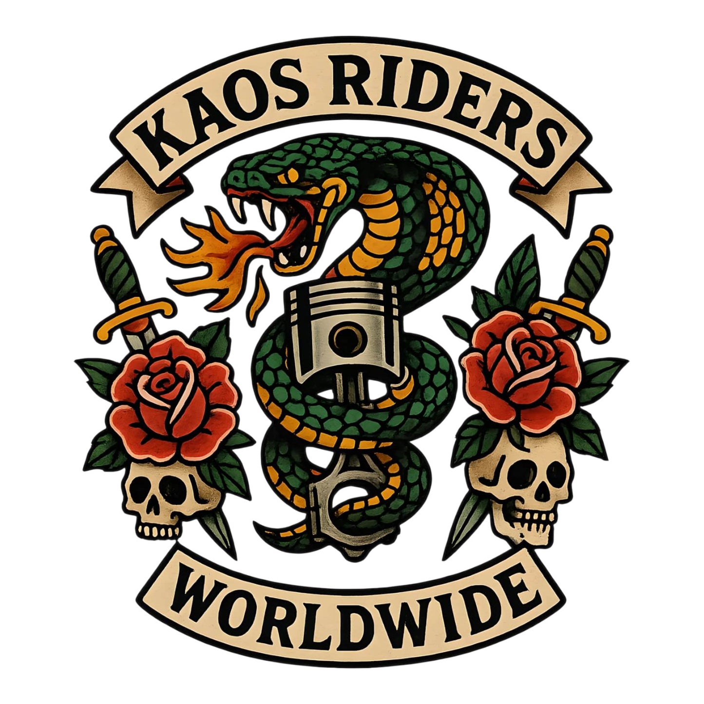 KAOS Riders Venom Snake Piston Biker T-Shirt | KAOS CLOTHING D11