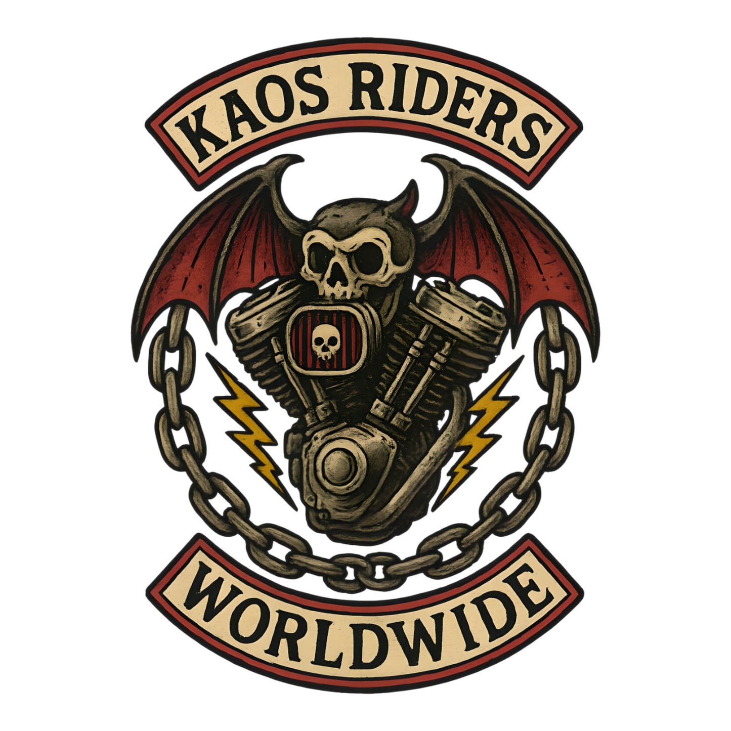 KAOS Riders Devil Skull Engine Chains T-Shirt | KAOS CLOTHING D127