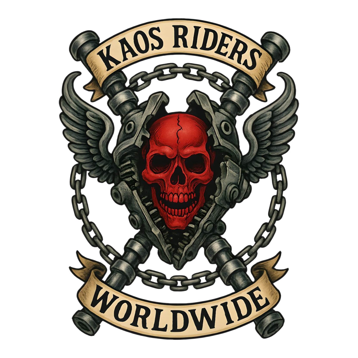 KAOS Riders Flaming Skull V-Twin Engine T-Shirt | KAOS CLOTHING D140