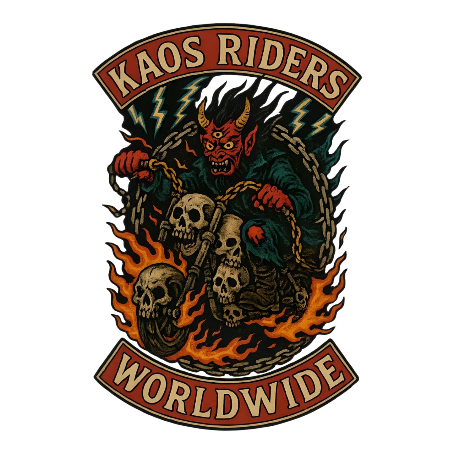 KAOS Riders Three-Eyed Devil Motorcycle T-Shirt | KAOS CLOTHING D52