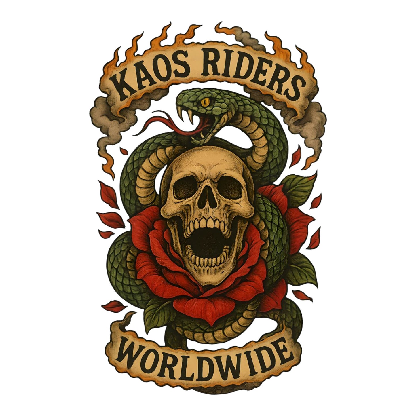 KAOS Riders Snake Skull Rose T-Shirt | KAOS CLOTHING D71
