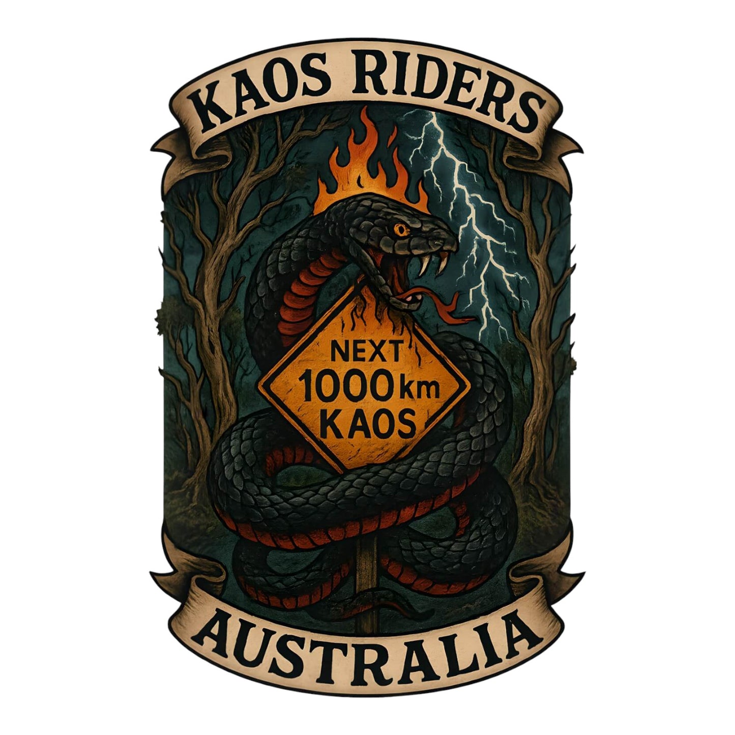 KAOS Riders Australian Snake Road Sign T-Shirt | KAOS CLOTHING D85