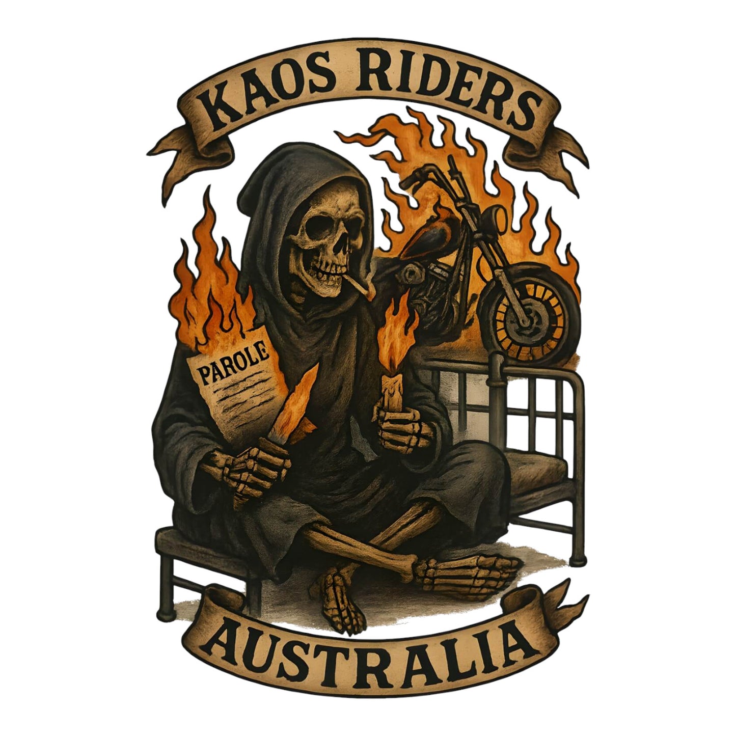 KAOS Riders Australian Parole Reaper T-Shirt | KAOS CLOTHING D97