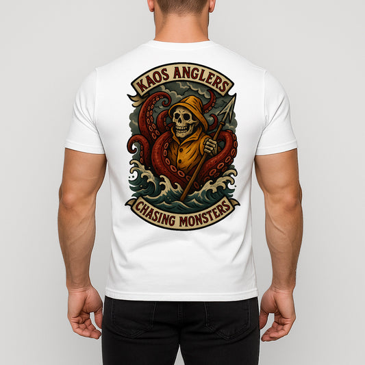 KAOS Anglers Kraken Fisherman Chasing Monsters T-Shirt | KAOS CLOTHING D435