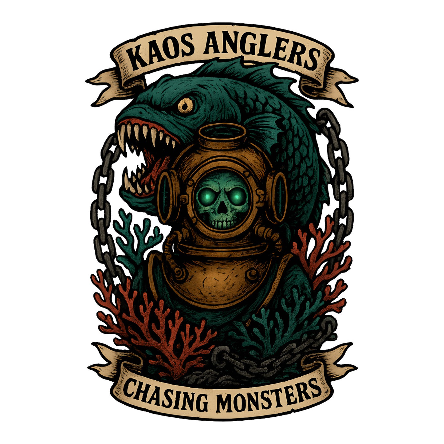 KAOS Anglers Deep Sea Diver Monster Fish T-Shirt | KAOS CLOTHING D437