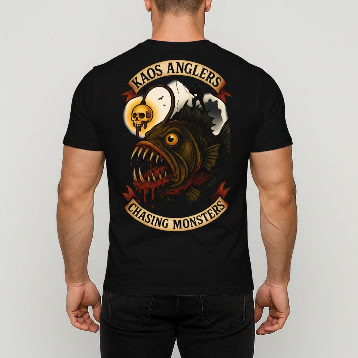 KAOS Anglers Skull Hook Monster Fish T-Shirt | KAOS CLOTHING D438