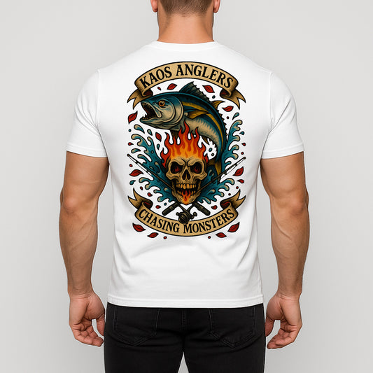 KAOS Anglers Tuna Flaming Skull Fishing T-Shirt | KAOS CLOTHING D439