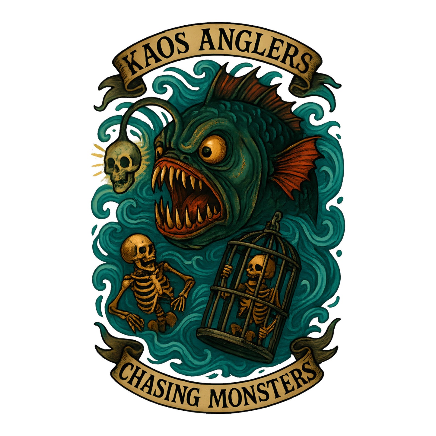 KAOS Anglers Anglerfish Skeleton Cage T-Shirt | KAOS CLOTHING D440