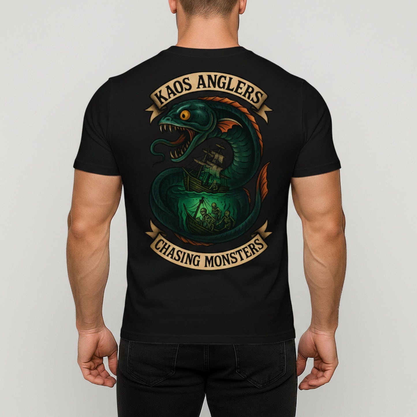 KAOS Anglers Ghost Ship Sea Monster T-Shirt | KAOS CLOTHING D443