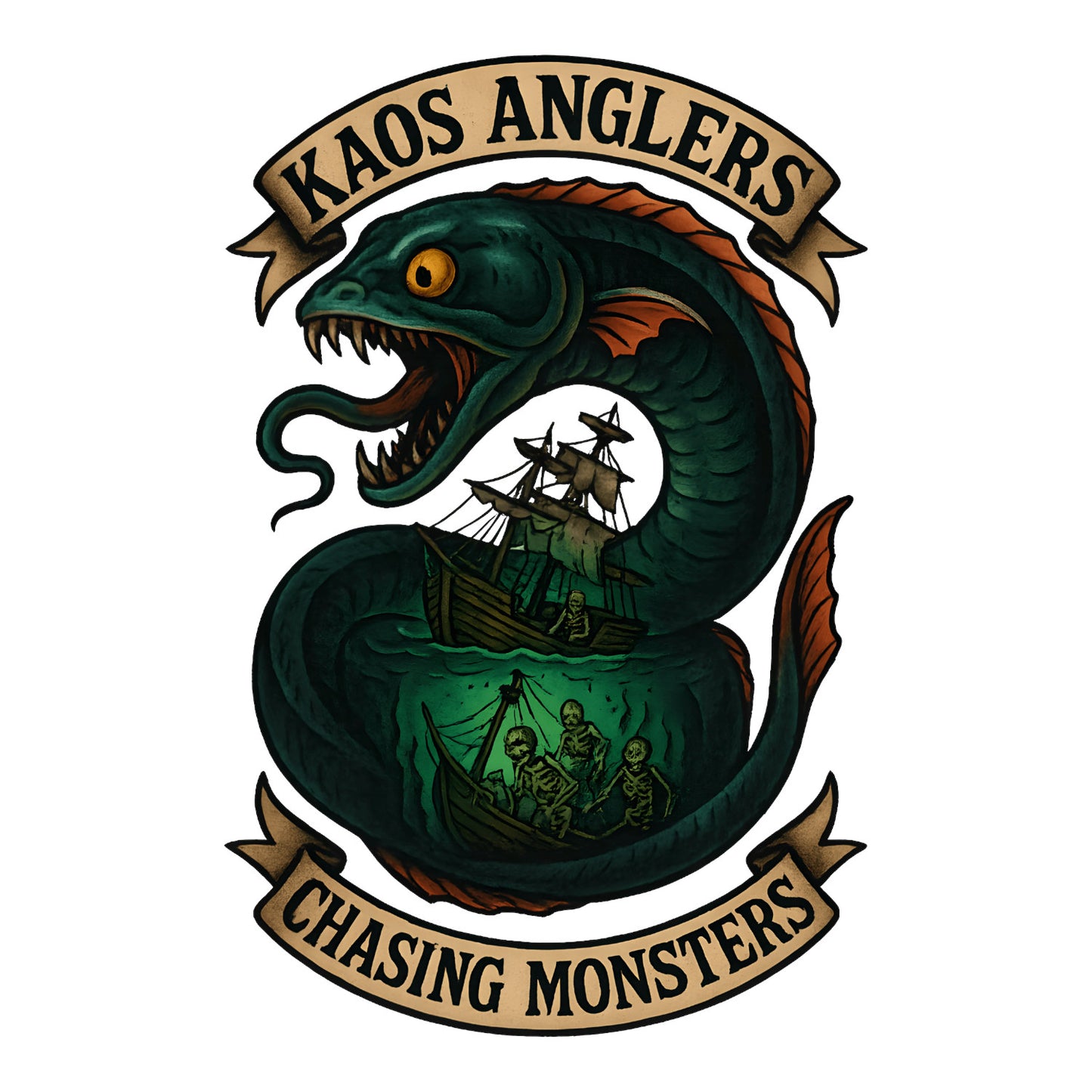 KAOS Anglers Ghost Ship Sea Monster T-Shirt | KAOS CLOTHING D443