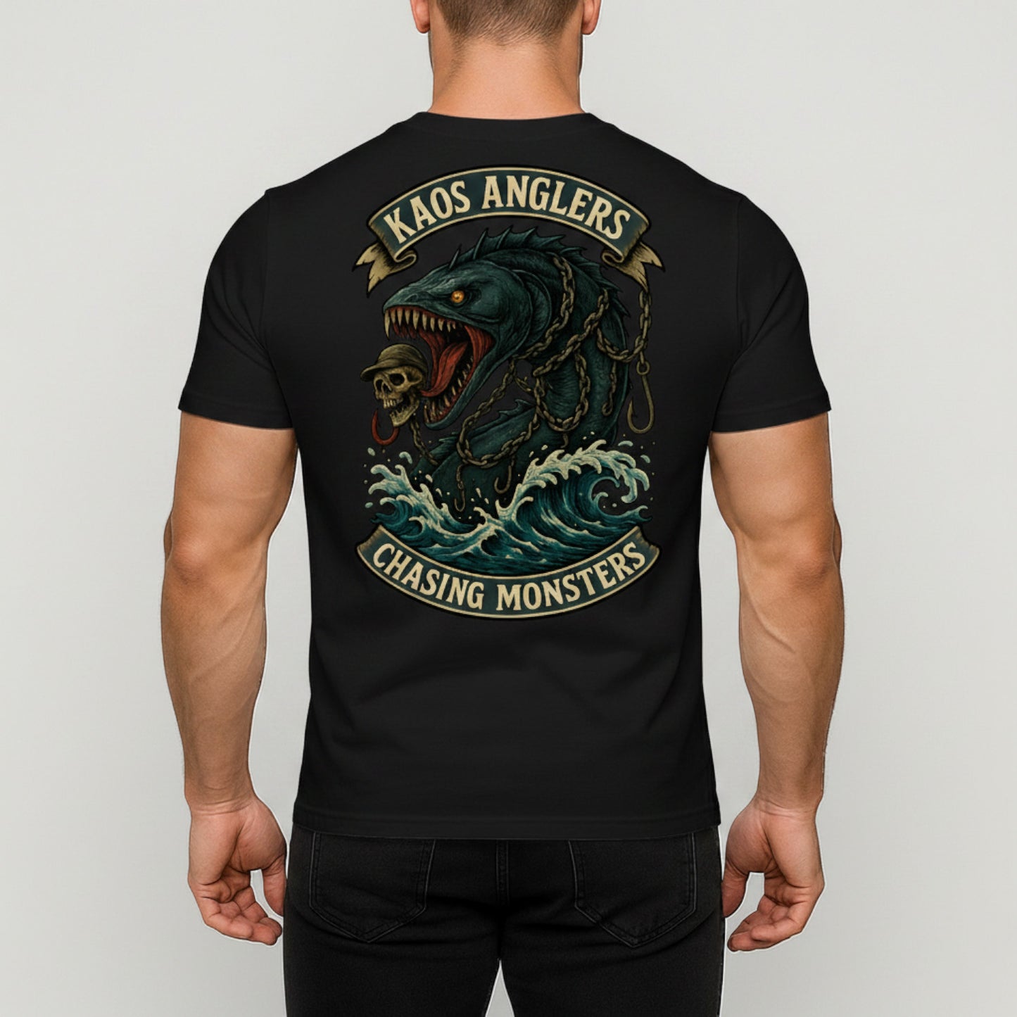 KAOS Anglers Chained Sea Monster Fishing T-Shirt | KAOS CLOTHING D445
