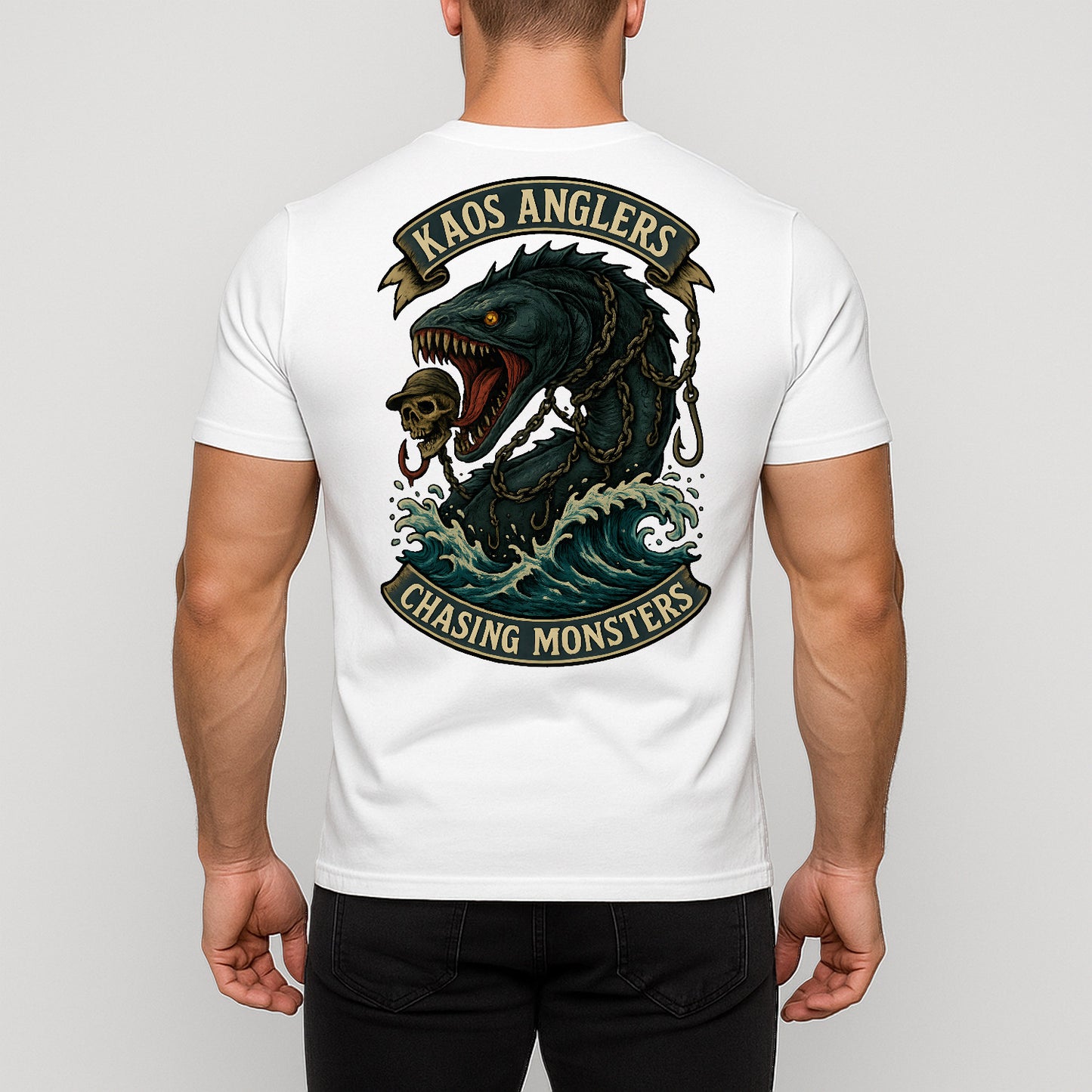 KAOS Anglers Chained Sea Monster Fishing T-Shirt | KAOS CLOTHING D445