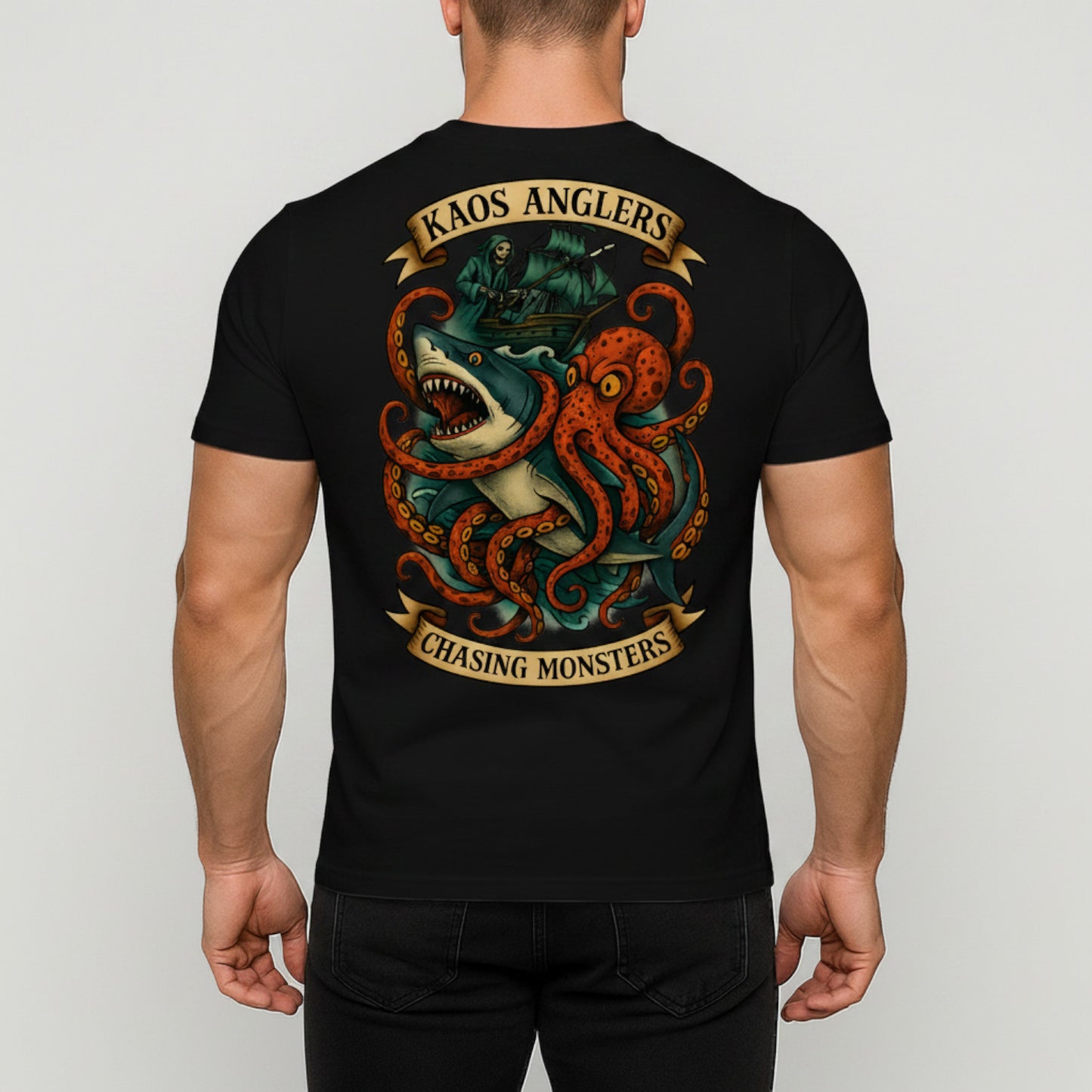 KAOS Anglers Reaper Shark and Kraken T-Shirt | KAOS CLOTHING D447