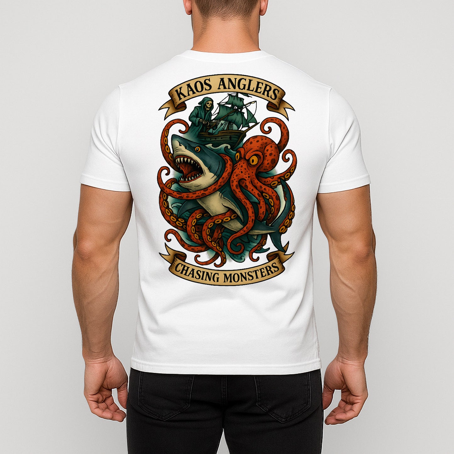 KAOS Anglers Reaper Shark and Kraken T-Shirt | KAOS CLOTHING D447