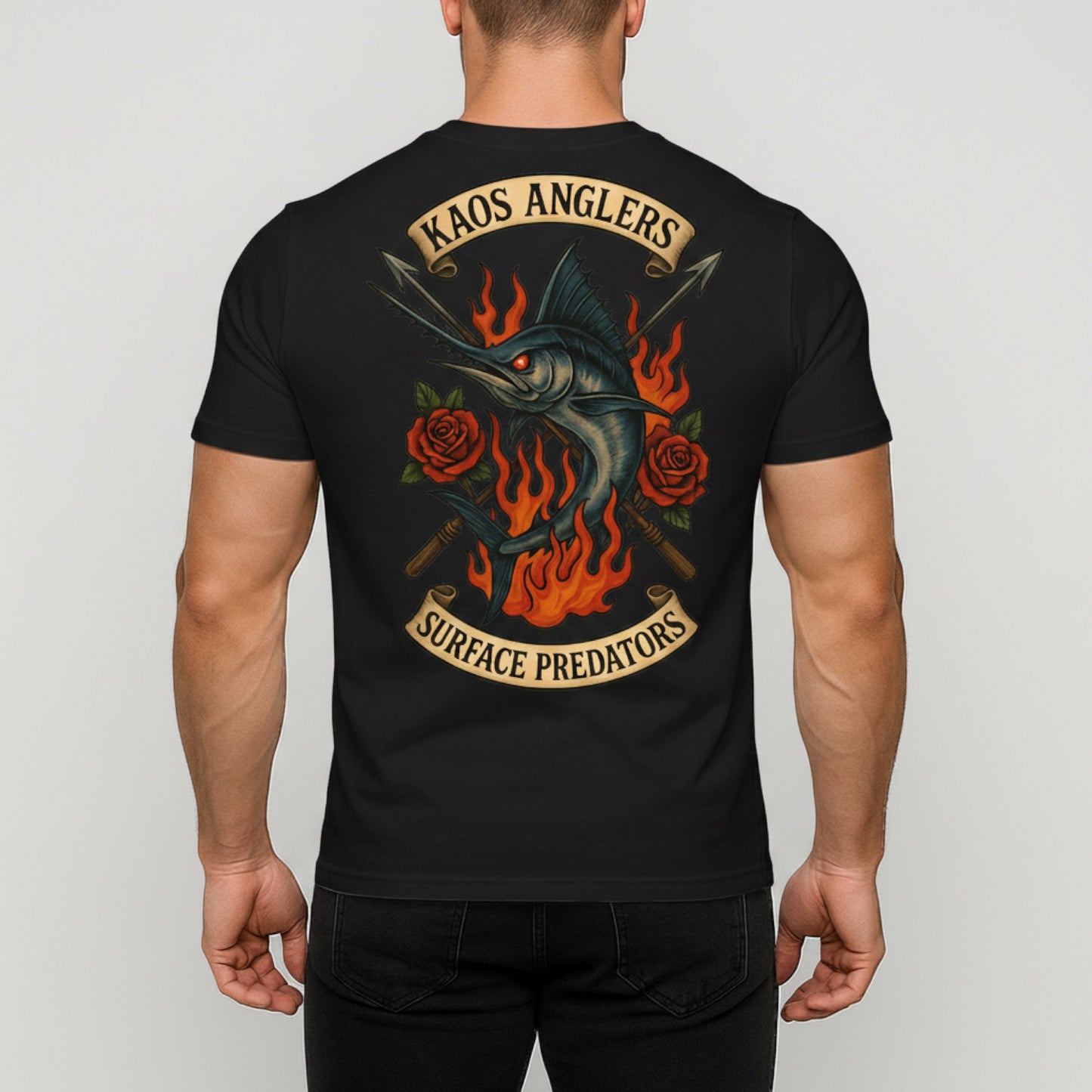 KAOS Anglers Flaming Marlin Surface Predators T-Shirt | KAOS CLOTHING D450