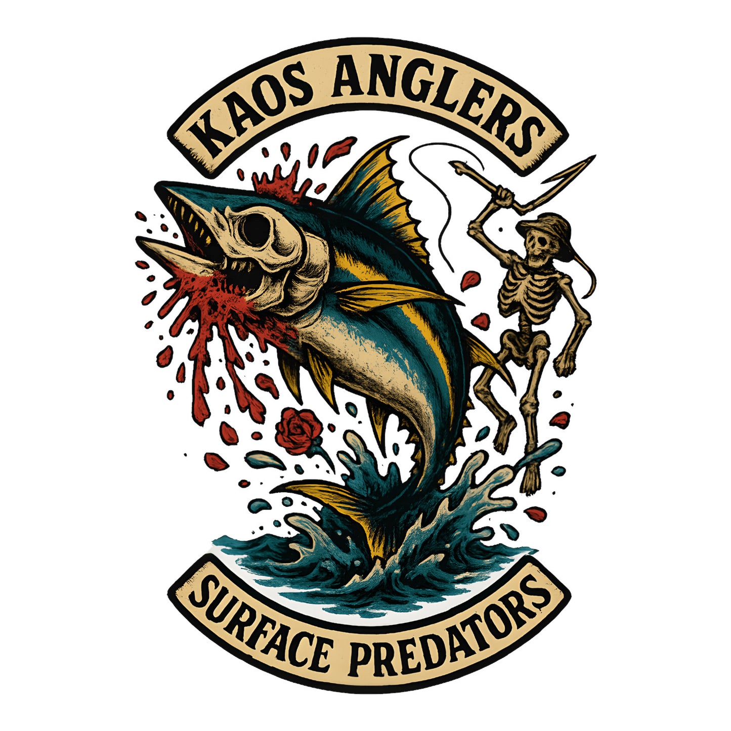 KAOS Anglers Skeleton Tuna Hunter Surface Predators T-Shirt | KAOS CLOTHING D454