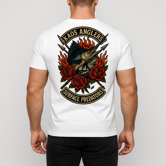 KAOS Anglers Flaming Marlin Roses Surface Predators T-Shirt | KAOS CLOTHING D457