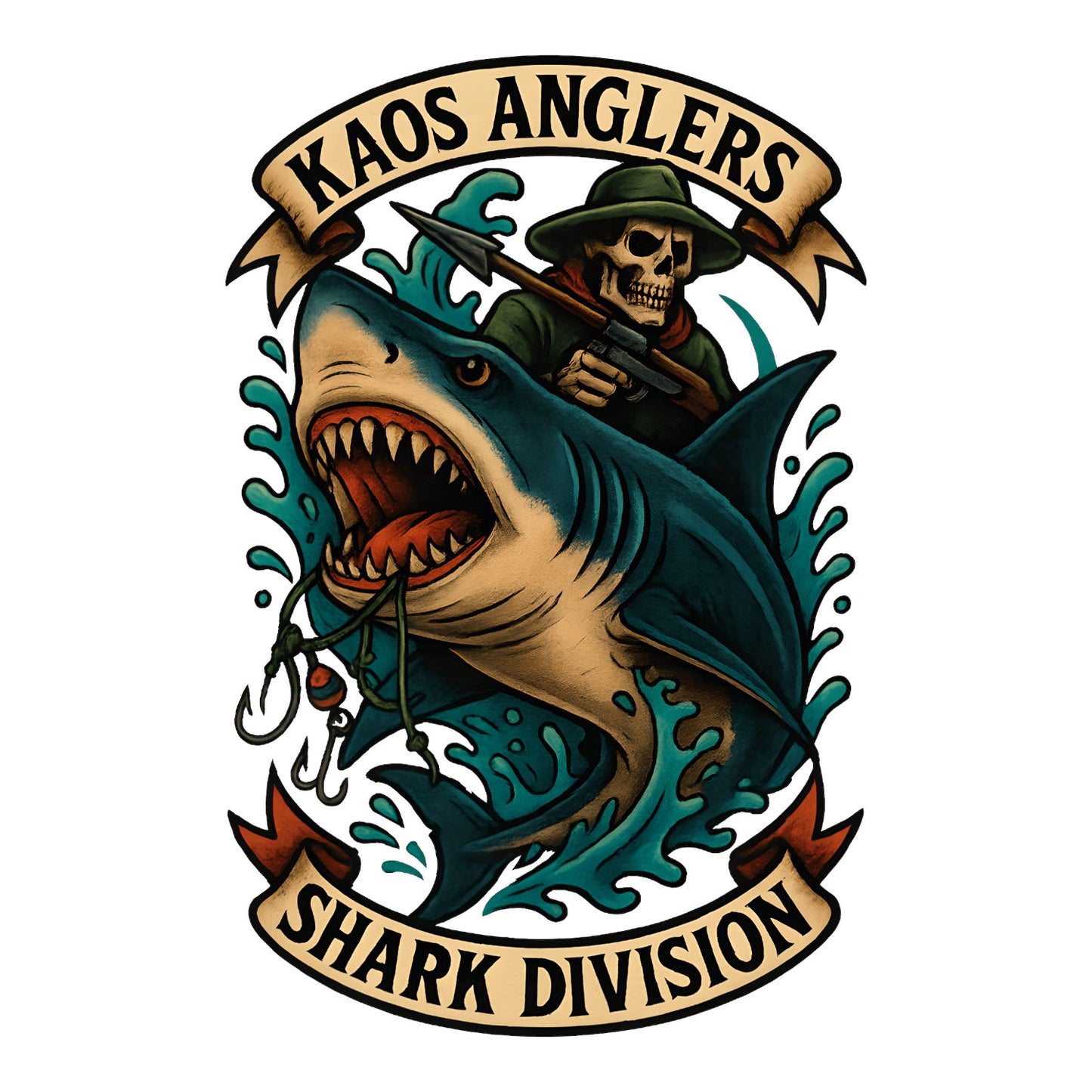 KAOS Anglers Grim Reaper Shark Division T-Shirt | KAOS CLOTHING D459