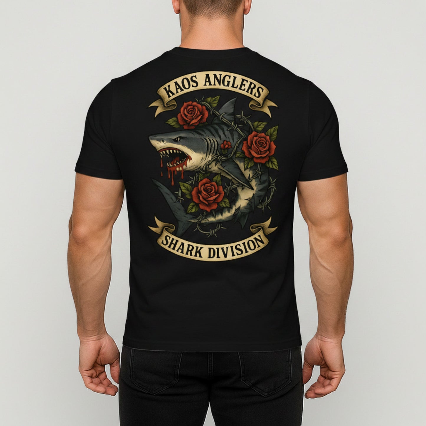 KAOS Anglers Tiger Shark Roses Shark Division T-Shirt | KAOS CLOTHING D460