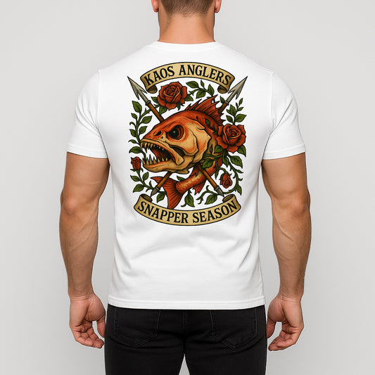 KAOS Anglers Snapper Skull Roses T-Shirt | KAOS CLOTHING D462