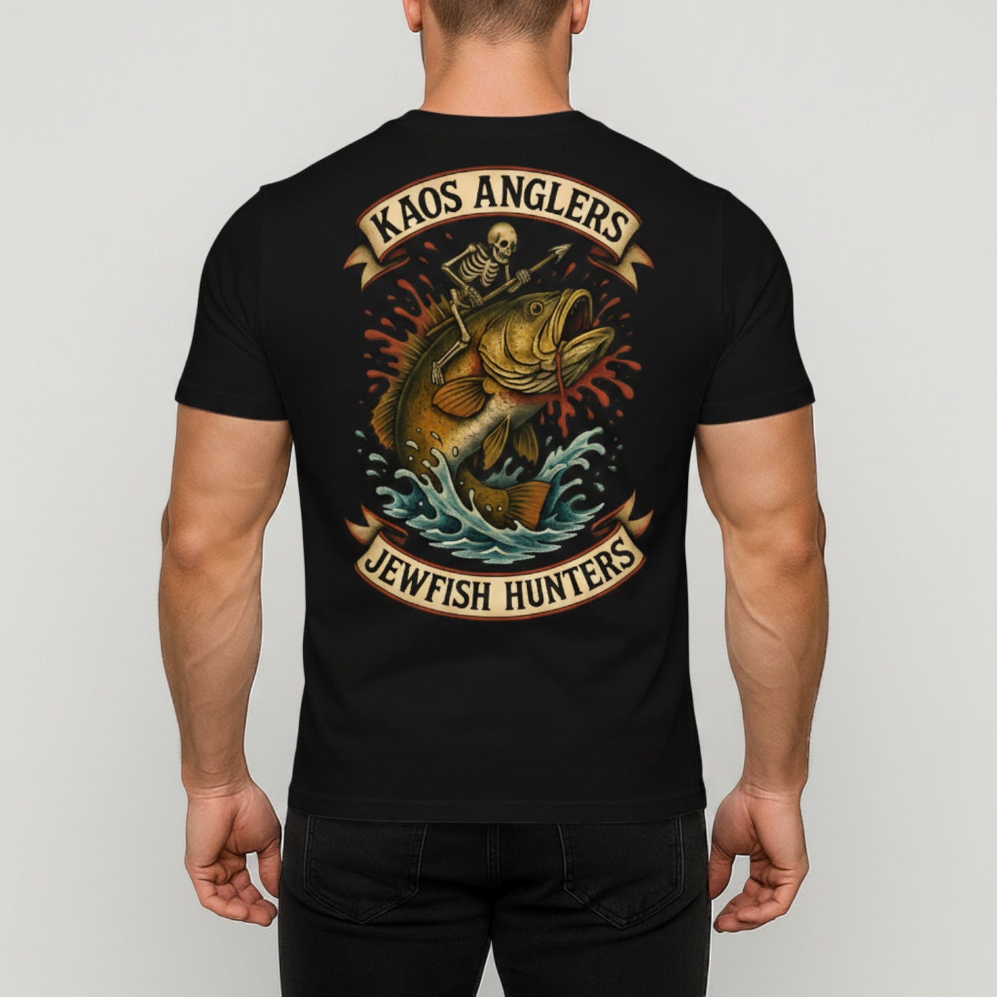 KAOS Anglers Skeleton Rider Jewfish Hunters T-Shirt | KAOS CLOTHING D470