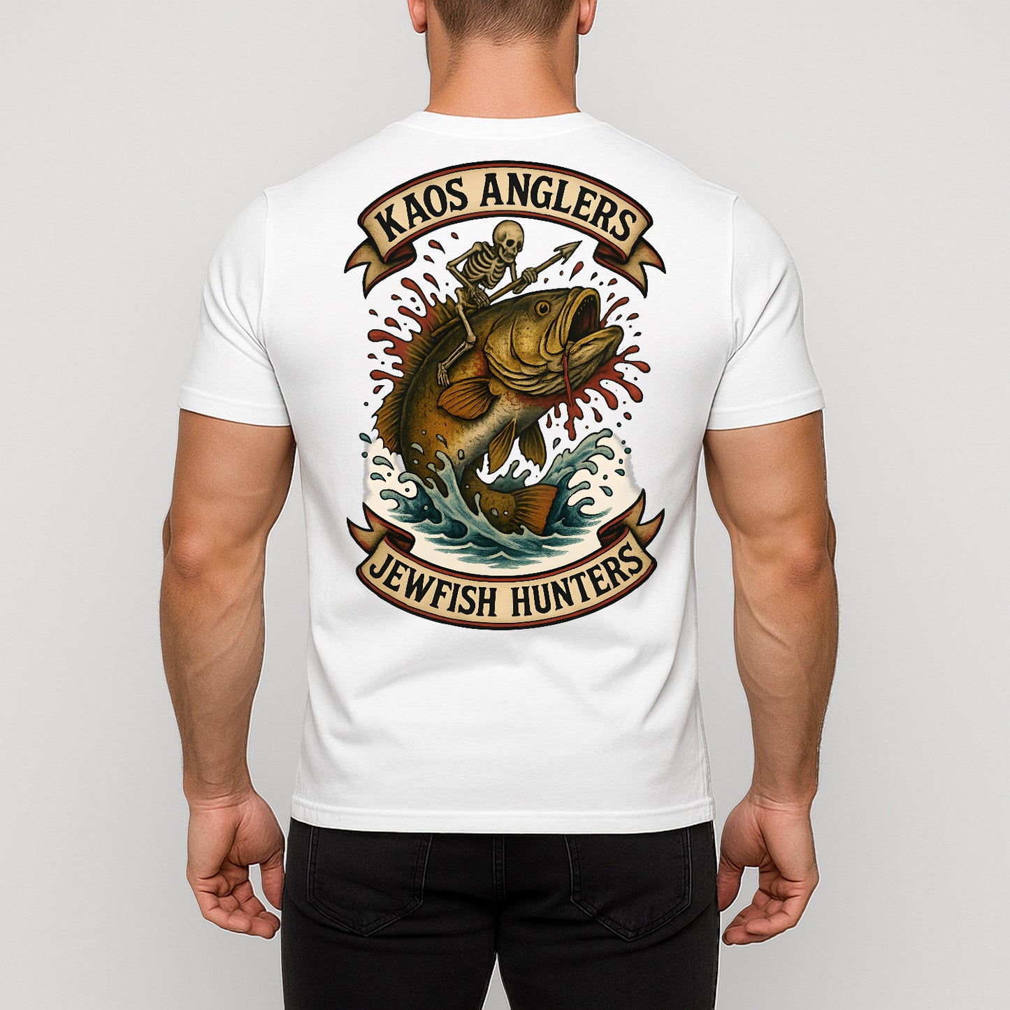 KAOS Anglers Skeleton Rider Jewfish Hunters T-Shirt | KAOS CLOTHING D470
