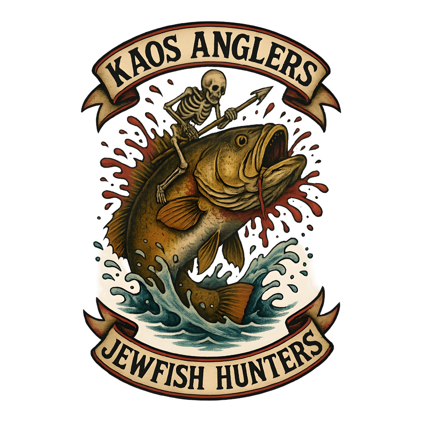 KAOS Anglers Skeleton Rider Jewfish Hunters T-Shirt | KAOS CLOTHING D470