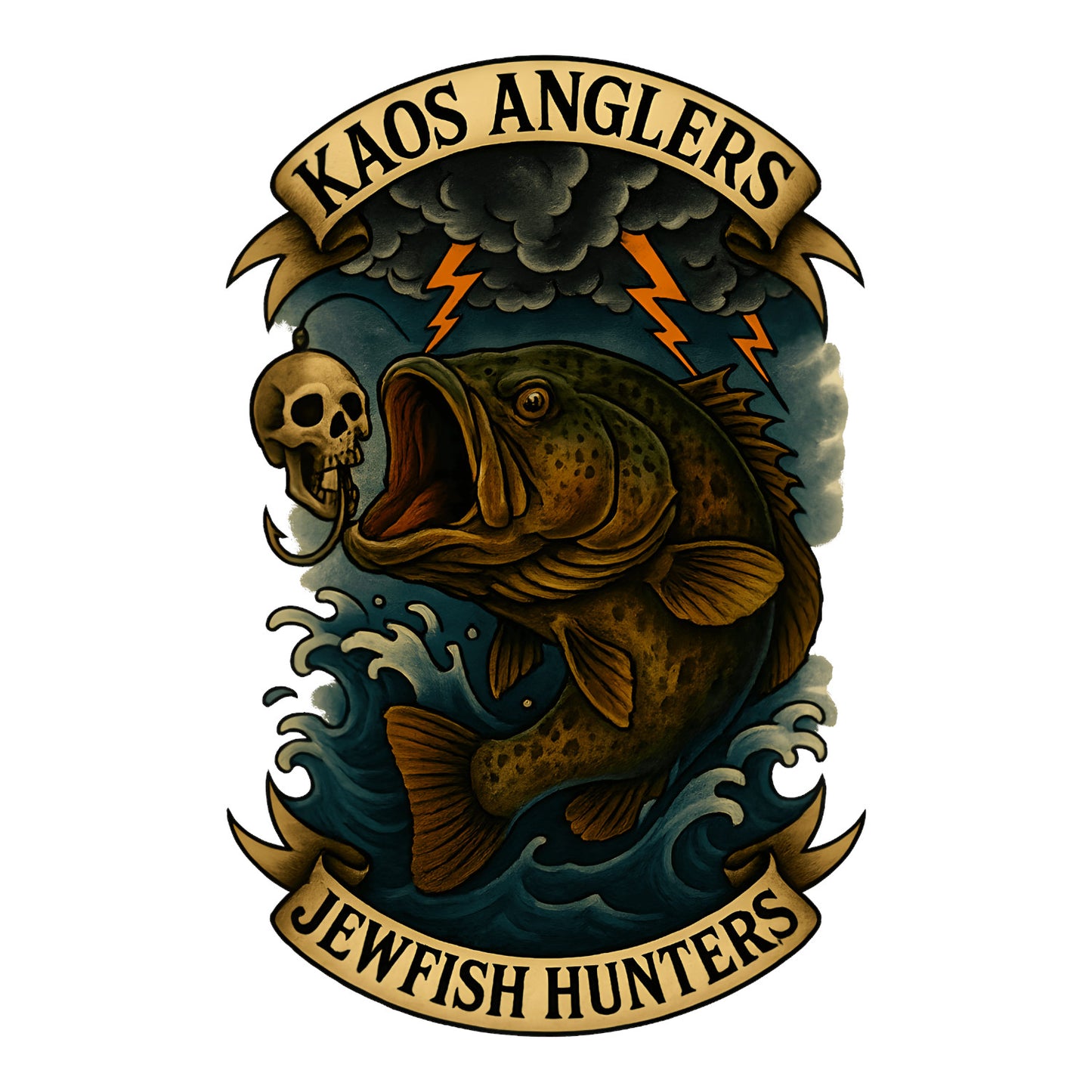 KAOS Anglers Storm Jewfish Skull Lure T-Shirt | KAOS CLOTHING D472