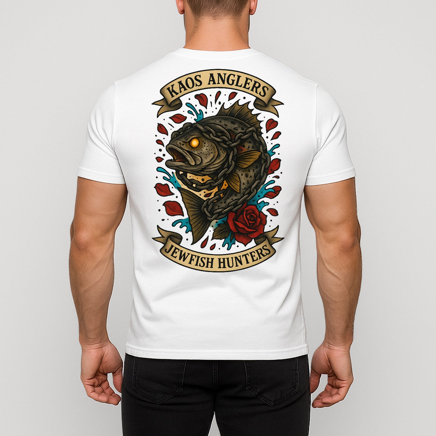 KAOS Anglers Chained Again Jewfish Roses T-Shirt | KAOS CLOTHING D475
