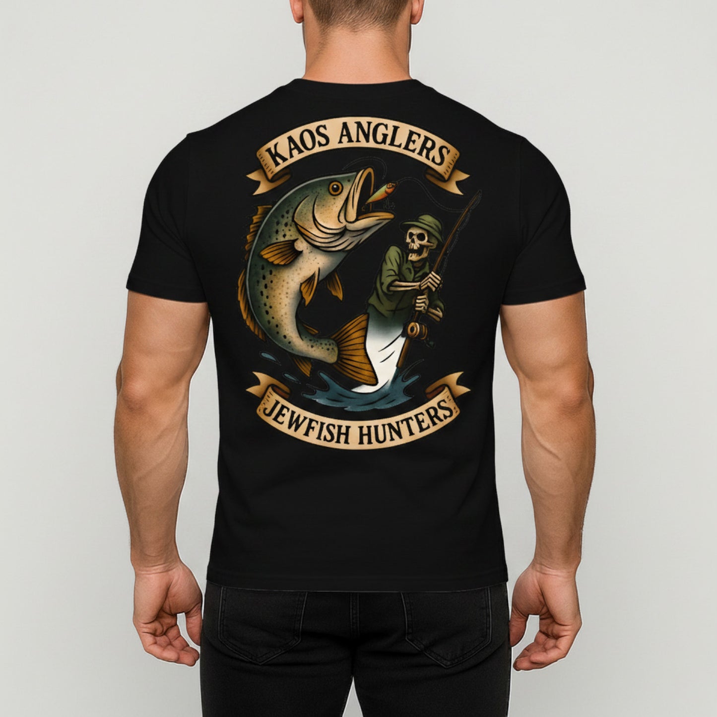 KAOS Anglers Skeleton Fisherman Jewfish Lure T-Shirt | KAOS CLOTHING D476