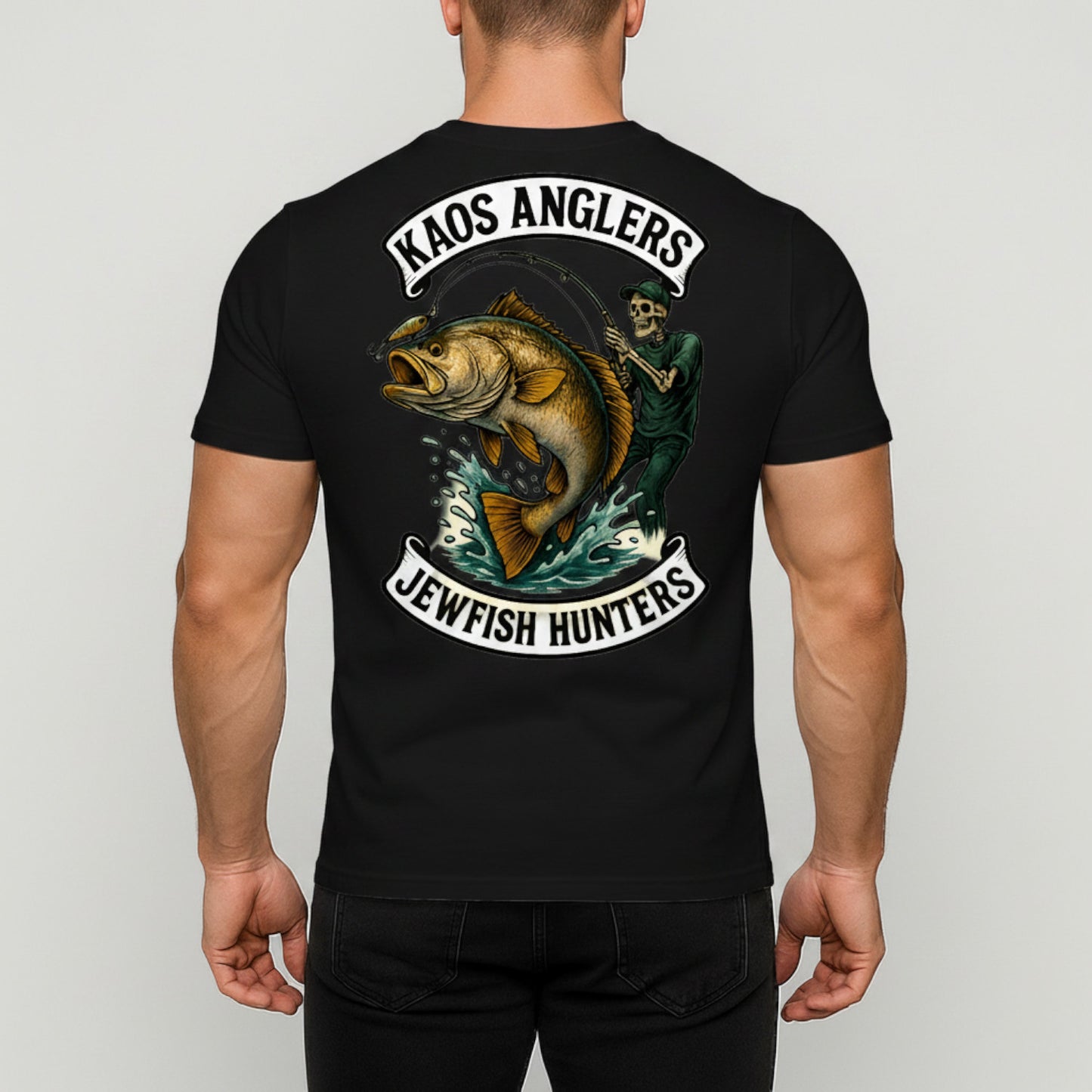 KAOS Anglers Skeleton Angler Trophy Jewfish T-Shirt | KAOS CLOTHING D477