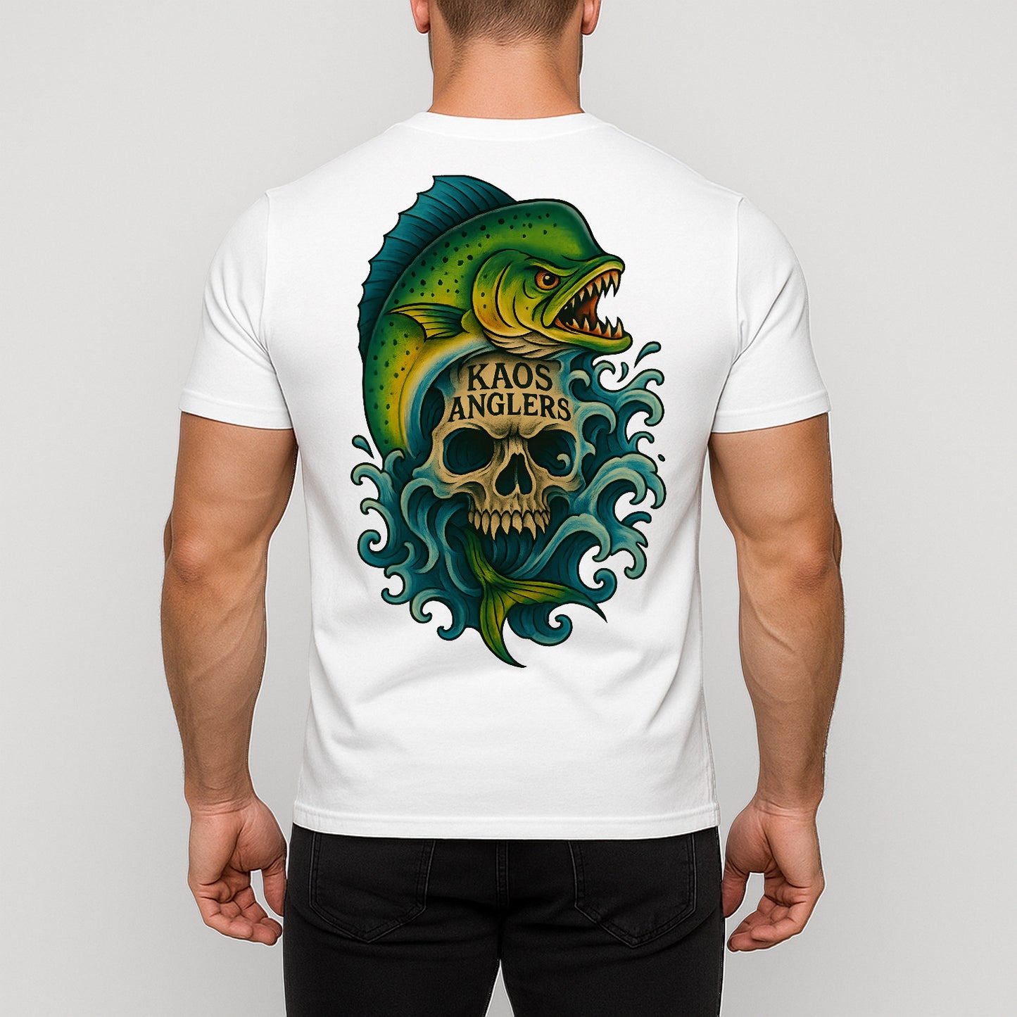 KAOS Anglers Mahi Mahi Skull Wave T-Shirt | KAOS CLOTHING D482