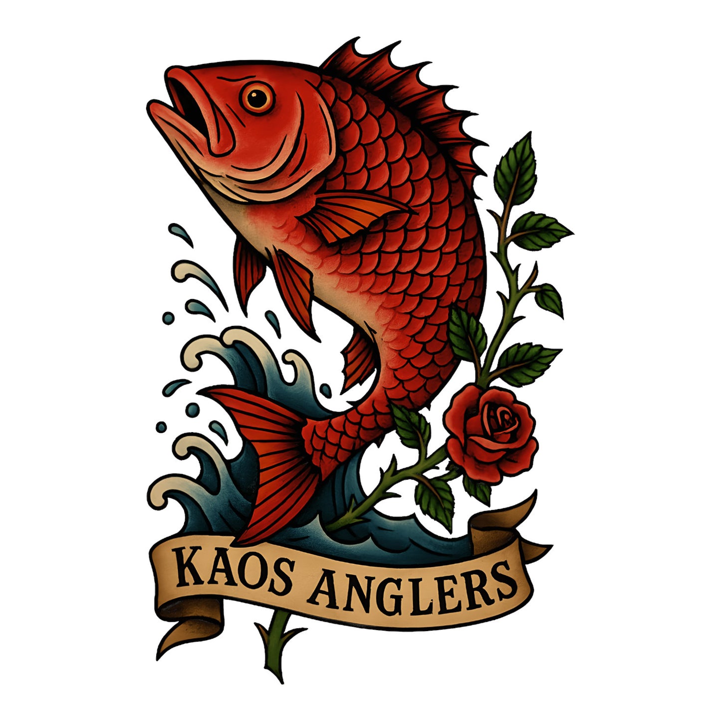 KAOS Anglers Red Snapper Rose T-Shirt | KAOS CLOTHING D483