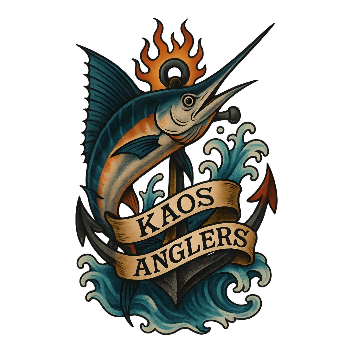 KAOS Anglers Marlin Anchor Fishing T-Shirt | KAOS CLOTHING D484