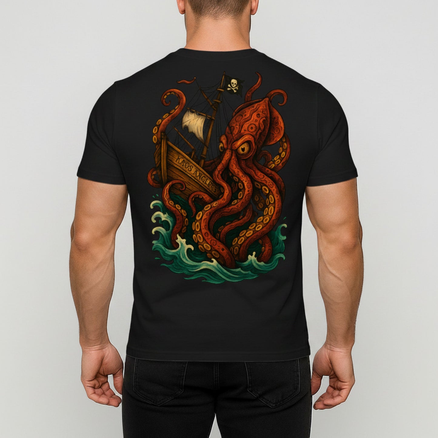 KAOS Anglers Giant Kraken Pirate Ship T-Shirt | KAOS CLOTHING D487
