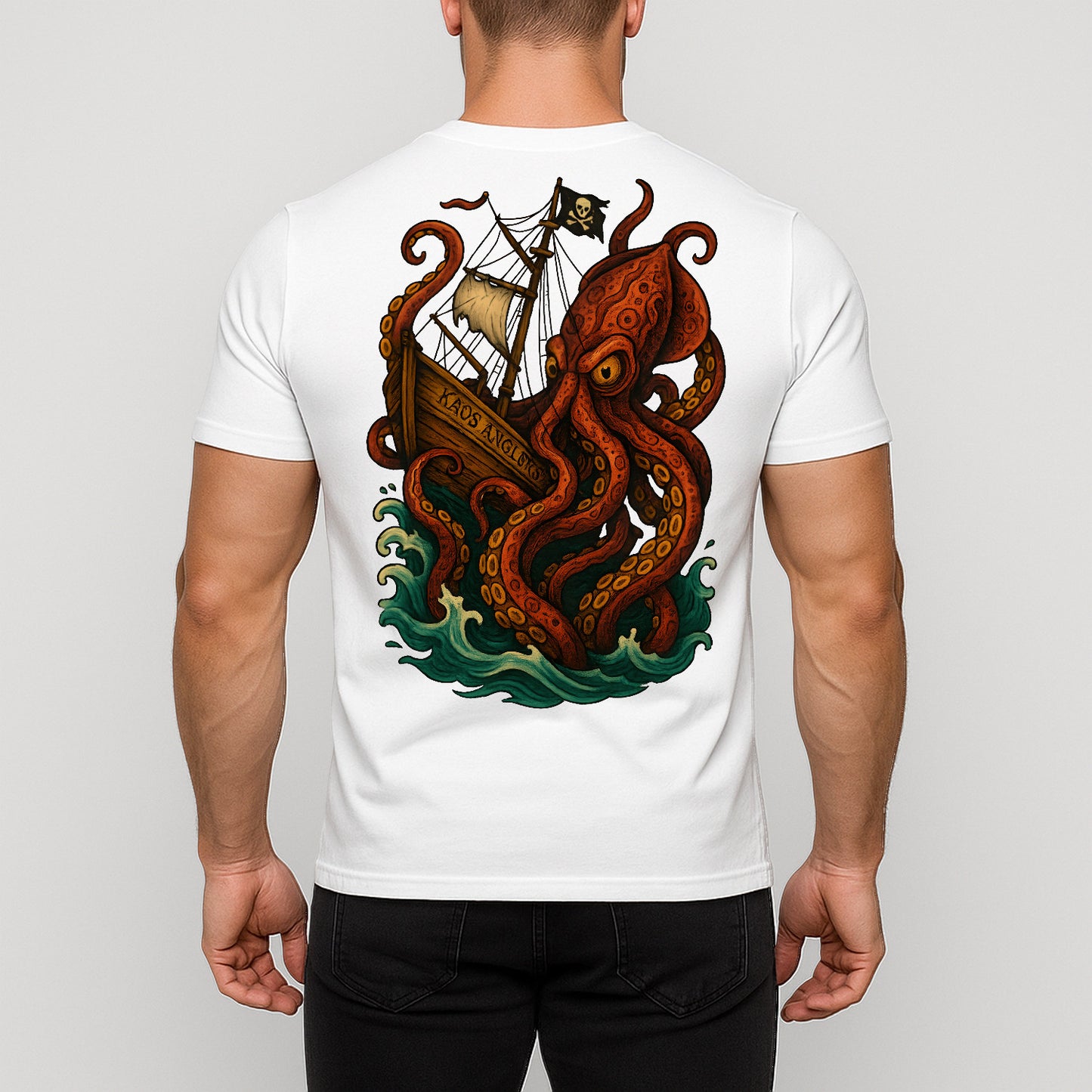 KAOS Anglers Giant Kraken Pirate Ship T-Shirt | KAOS CLOTHING D487