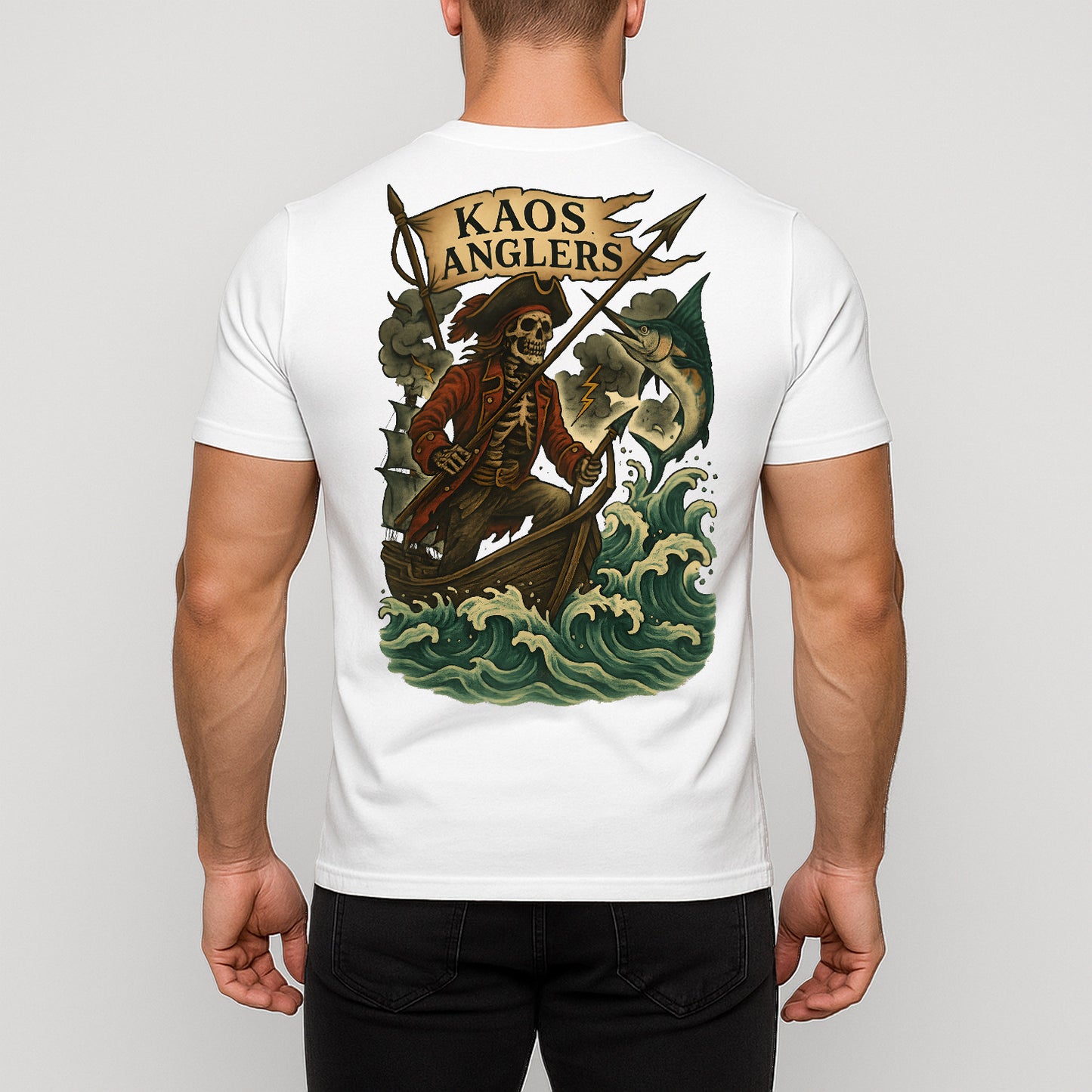 KAOS Anglers Skeleton Pirate Marlin Hunter T-Shirt | KAOS CLOTHING D488