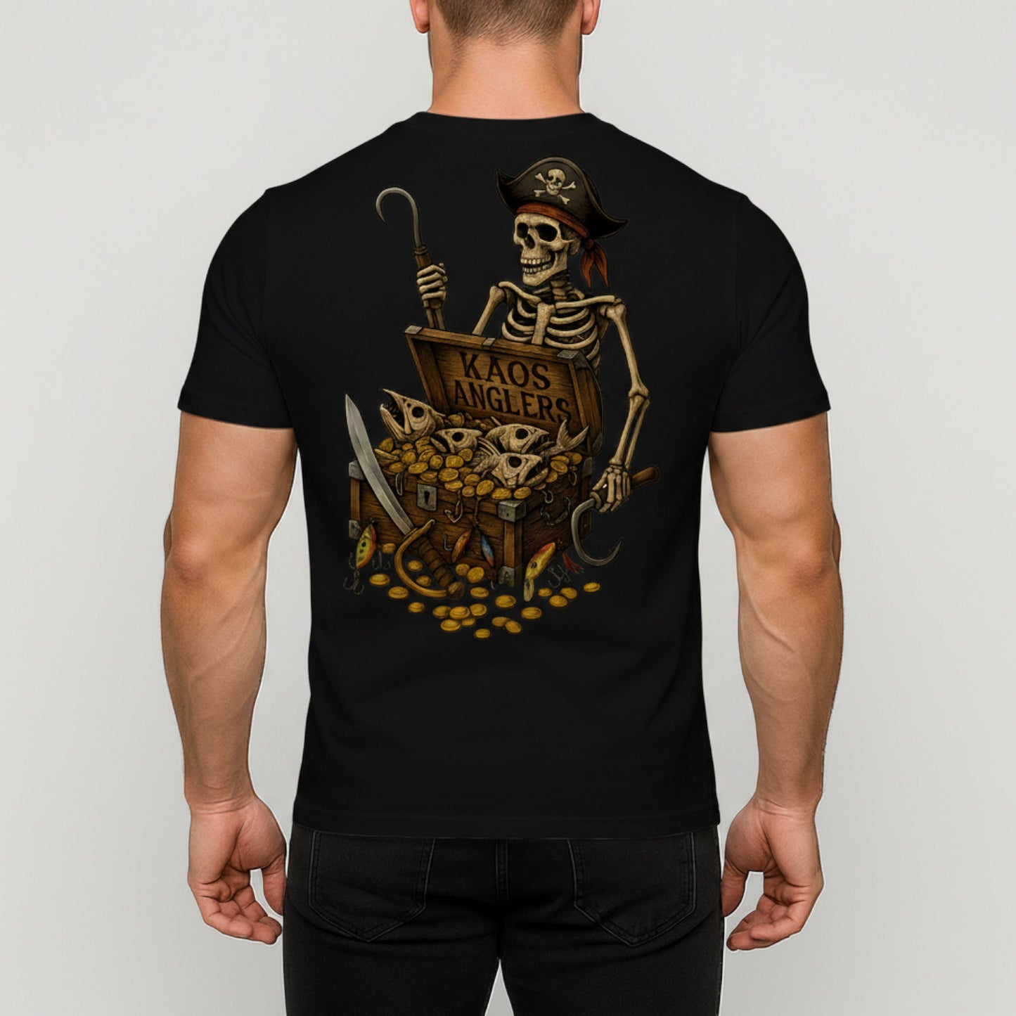 KAOS Anglers Skeleton Pirate Fishing Treasure T-Shirt | KAOS CLOTHING D492