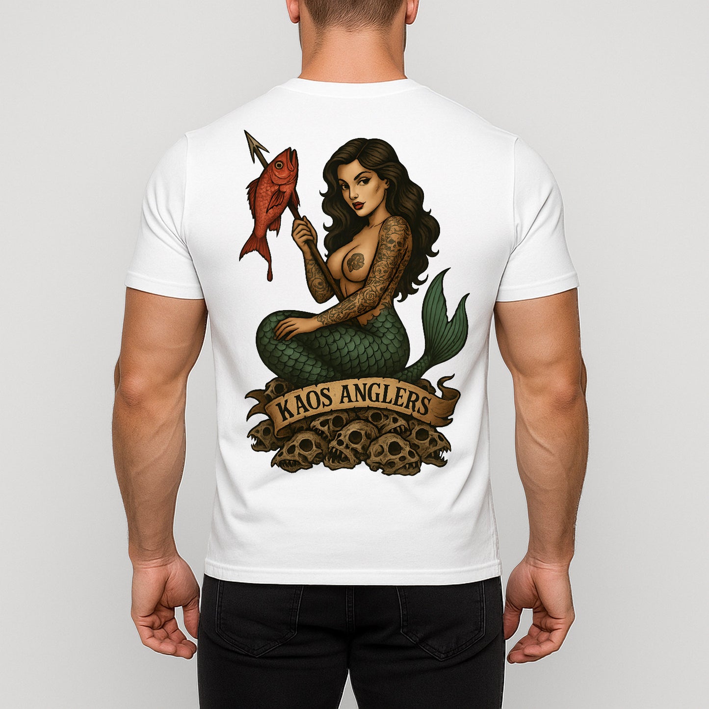 KAOS Anglers Mermaid Snapper Skull T-Shirt | KAOS CLOTHING D494