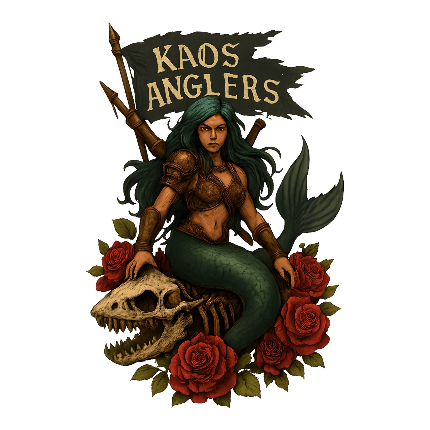 KAOS Anglers Warrior Mermaid Sea Monster Skull T-Shirt | KAOS CLOTHING D495